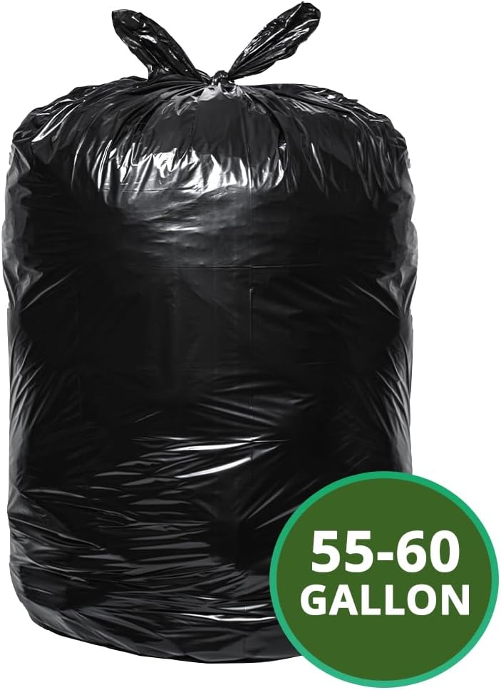 TYPLASTICS Heavy Duty 55-60 Gallon Trash Can Liners, 36" x 60", 1.2Mil, Black Garbage Bags, Multipurpose for Lawn, Leaf, Yard, Office, Outdoor, Gardening, Commercial and Industrial - Boxes of 100 - Image 2